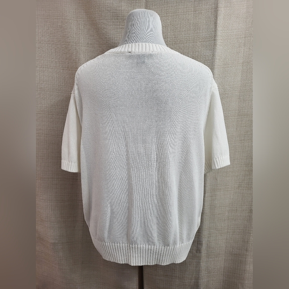 Ann Taylor Women's Ivory Round Neck Short Sleeve Knit Sweater Size XL NWOT - Picture 3 of 12
